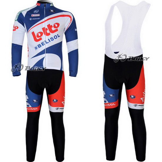 2012 Maillot Lotto Tirantes Mangas Largas Blanco Y Azul